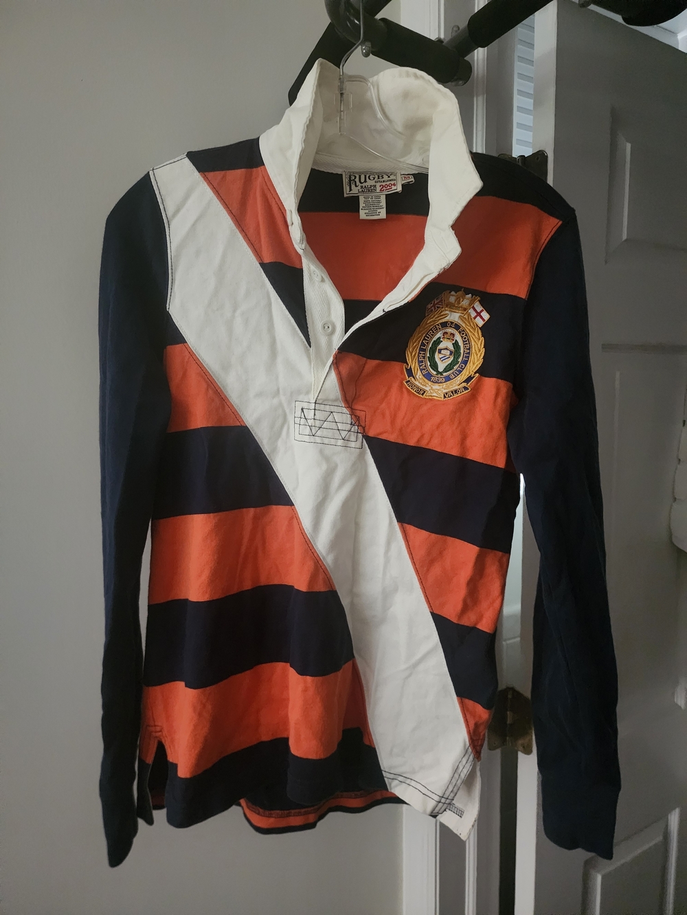 Ralph Lauren Rugby Stripe Polo in Orange, Navy & White